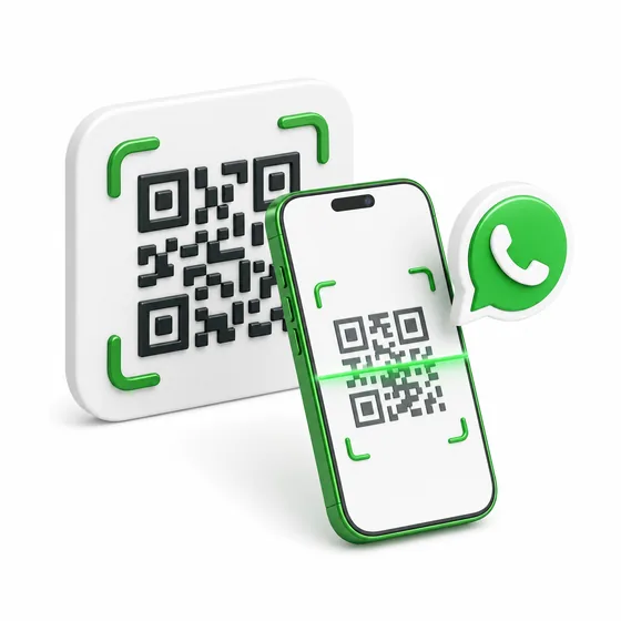 Celular lendo um QR code para conectar o WhatsApp.